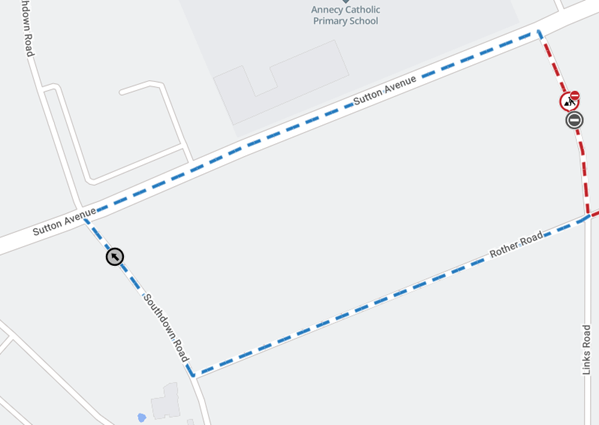 Map showing extent of works area and diversion route