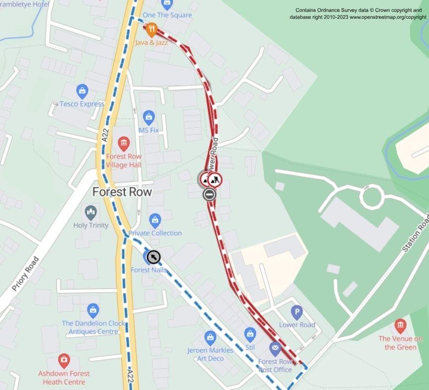 Map of works area and diversion route