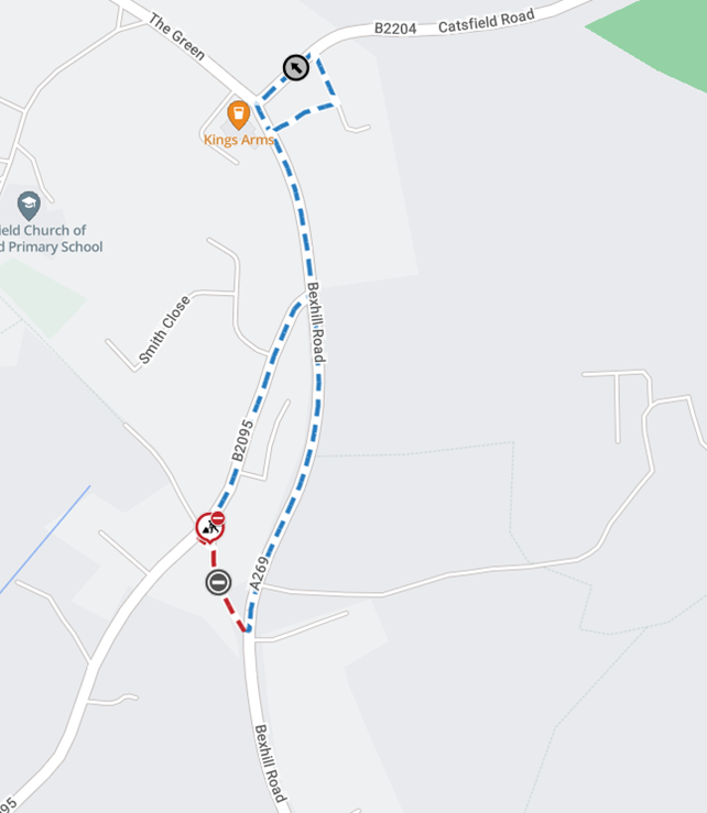 Map showing extent of works area and diversion route