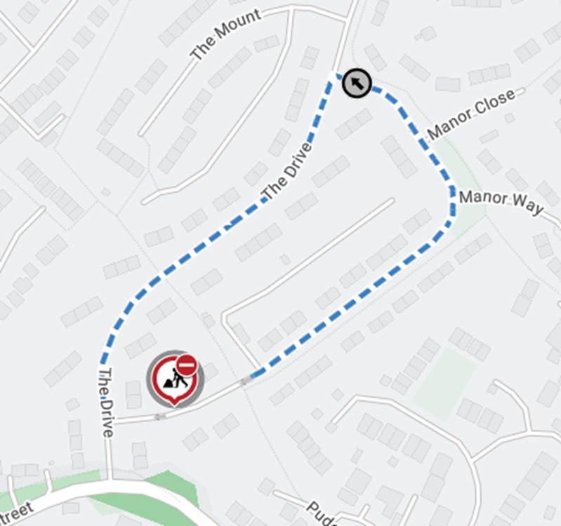 Map showing location of works area and diversion route