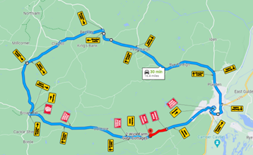 Map showing diversion route for 4 December