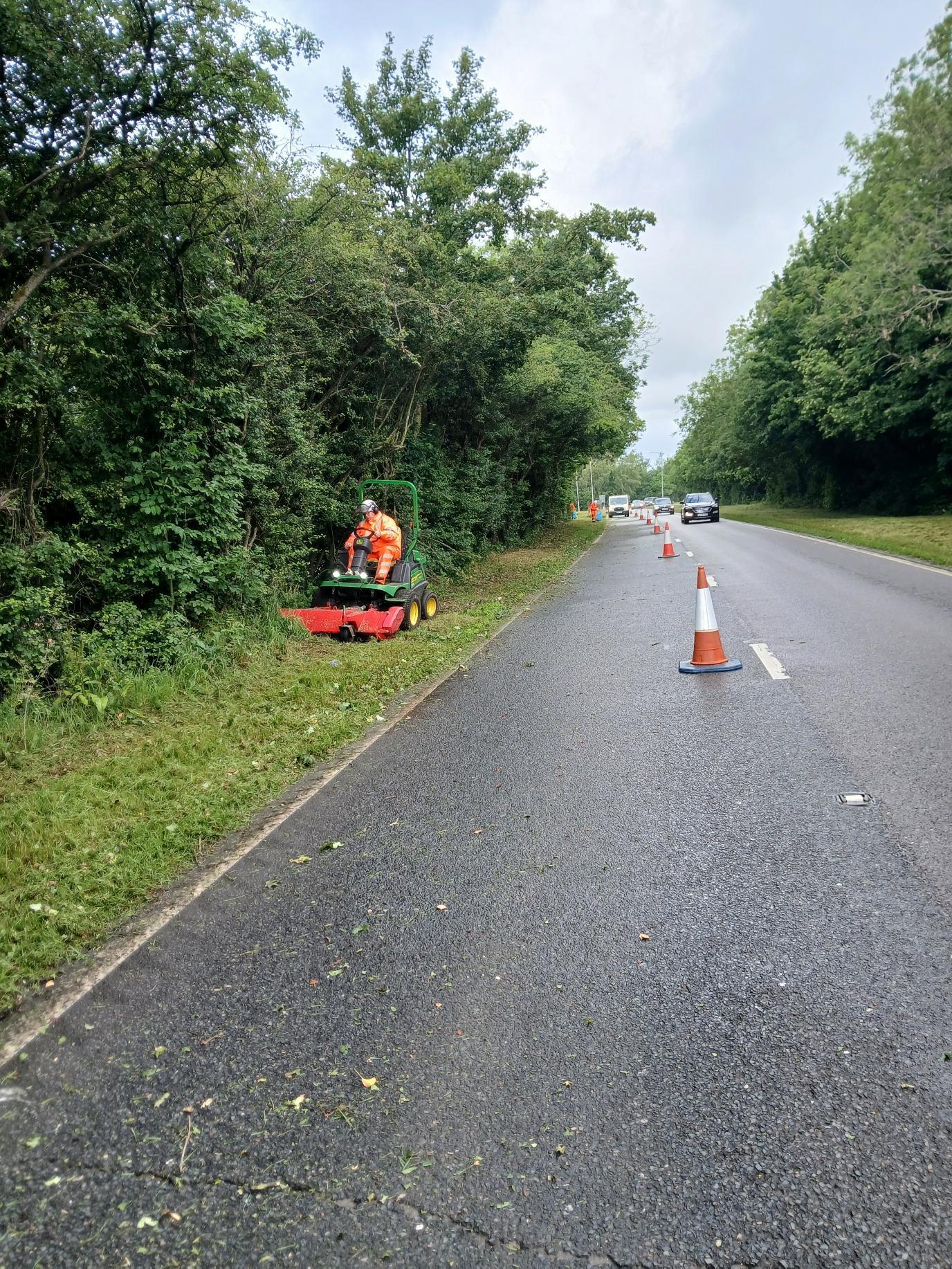 Grass cutting at the A22