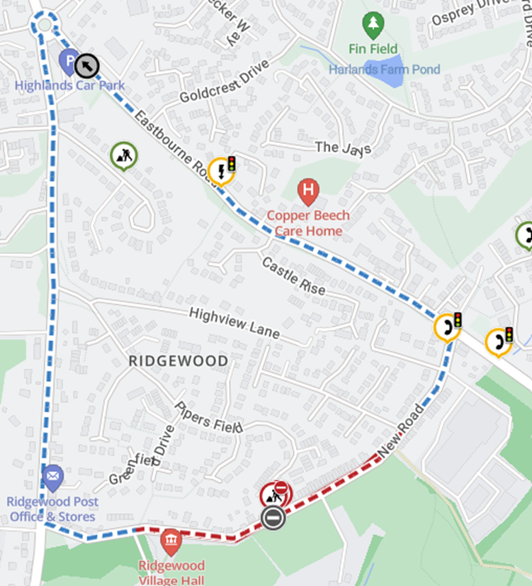 Map showing location of works area and diversion route