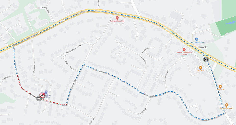Map of works area and diversion route