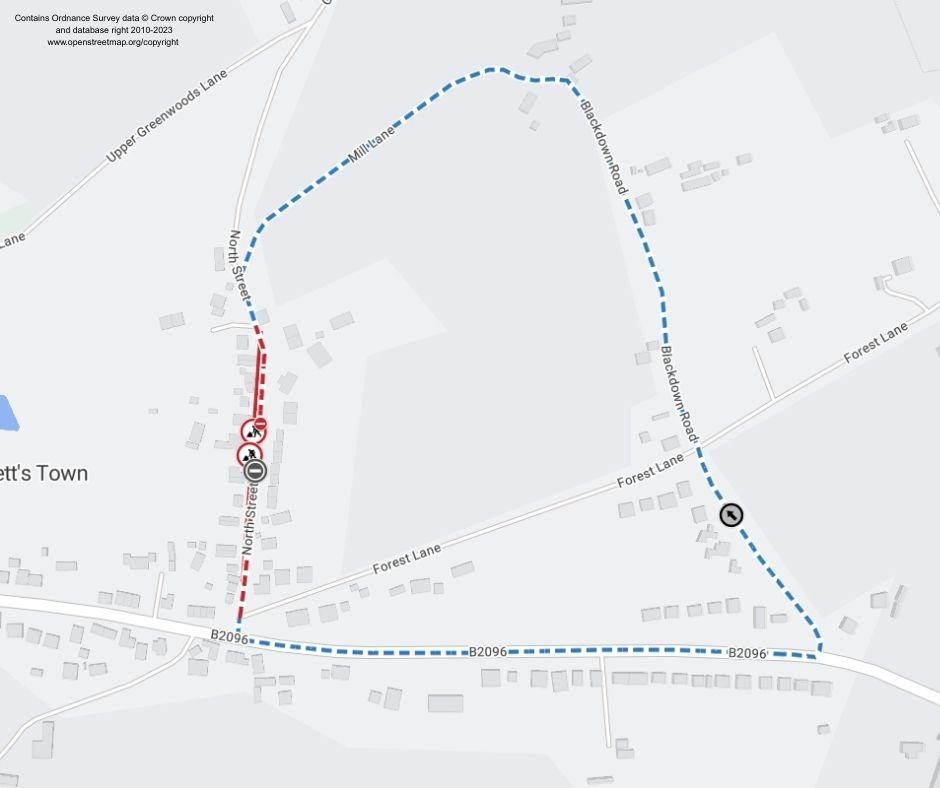 Map of works area and diversion route