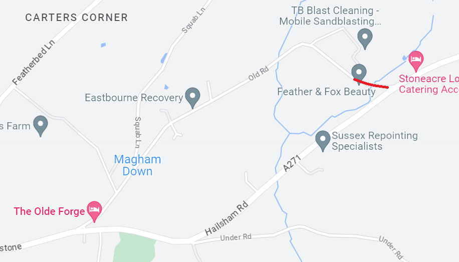 Map showing works area in Old Road, Magham Down