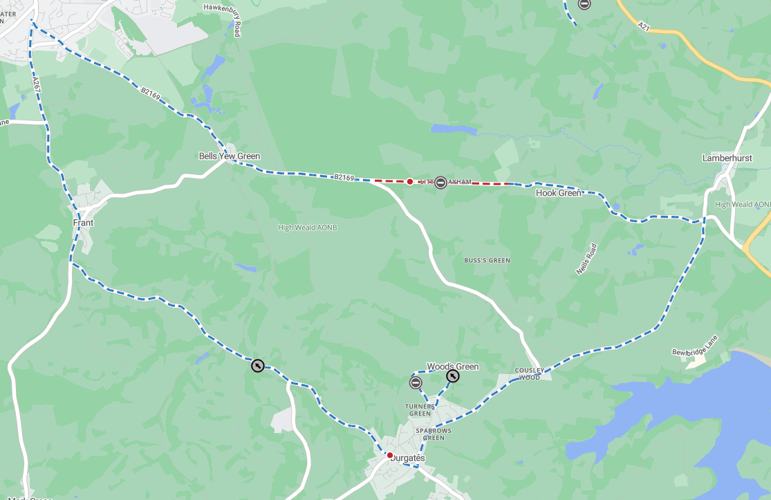 Map showing extent of works area and diversion route