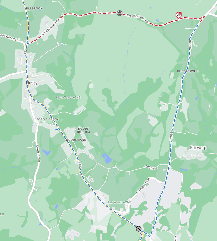 Map showing extent of works area and diversion route