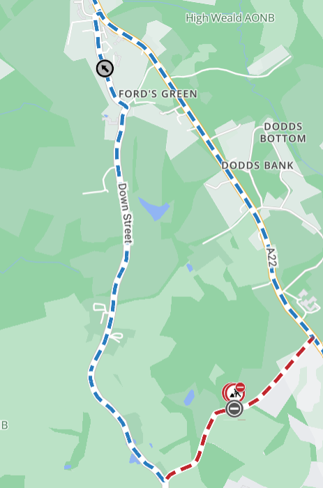 Map showing extent of works area and diversion route