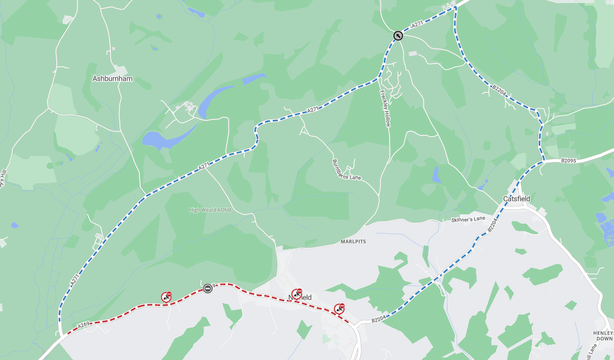 Map showing extent of works area and diversion route