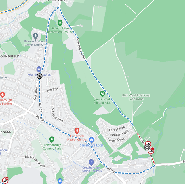 Map showing location of works area and diversion route