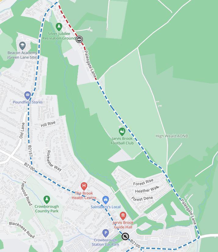 Map showing extent of works area and diversion route