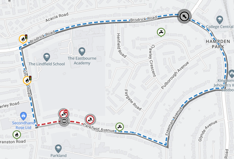 Map showing location of works area and diversion route

