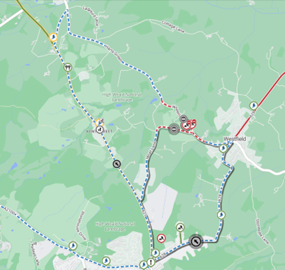 Map showing location of works and diversion route

