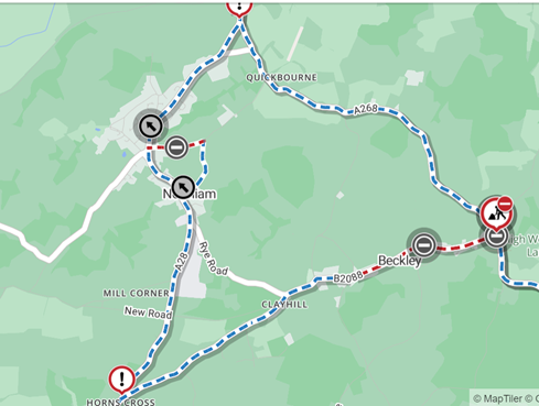 Map showing location of works and diversion route