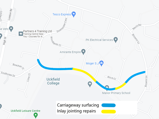Map showing extent of works area for phase one of construction
