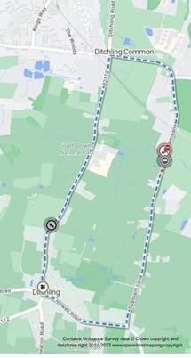 Map showing works area and diversion route
