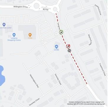 Map showing works area