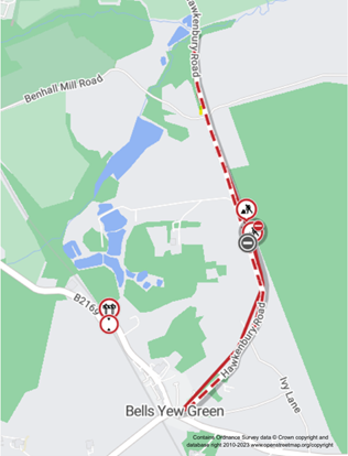 Map showing works area