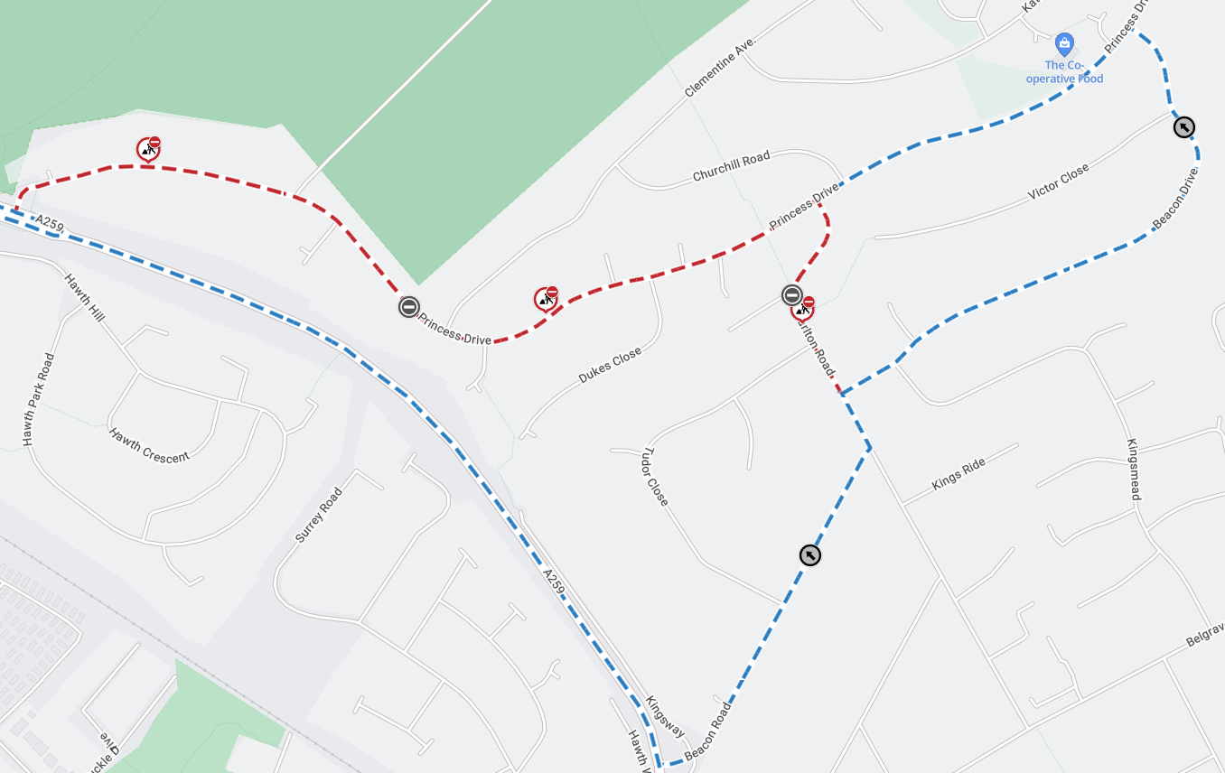 Map showing extent of road closure and diversion route