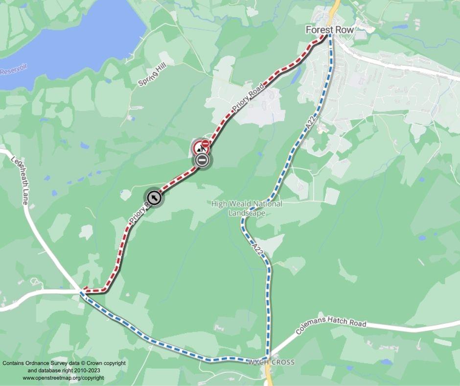 Map of works area and diversion route