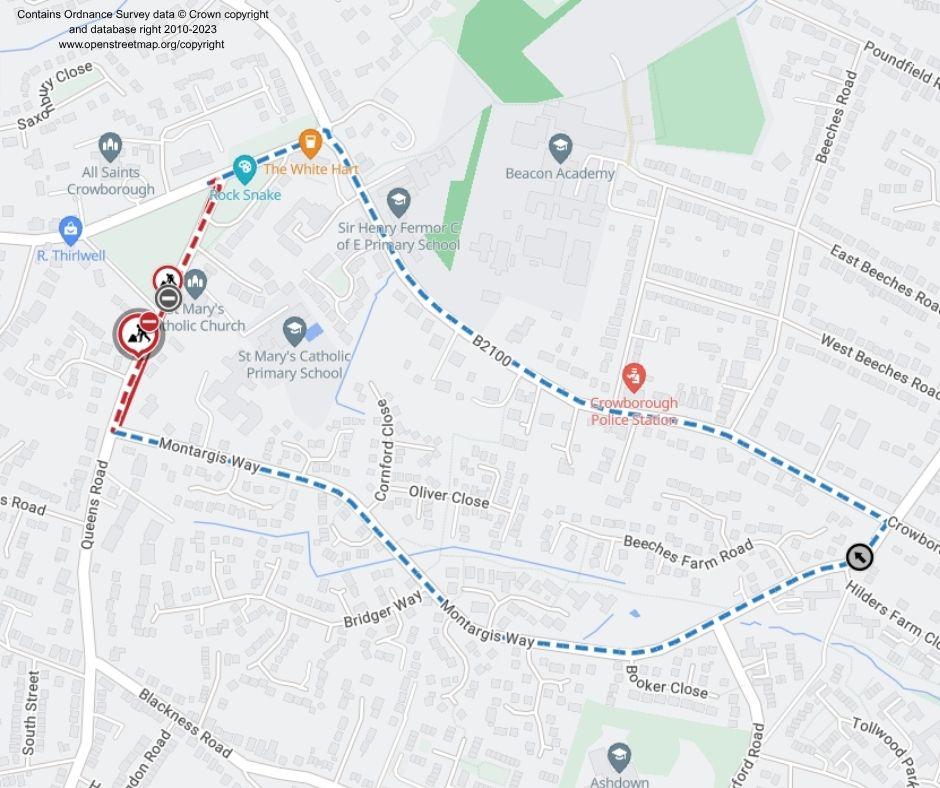Map of works area and diversion route