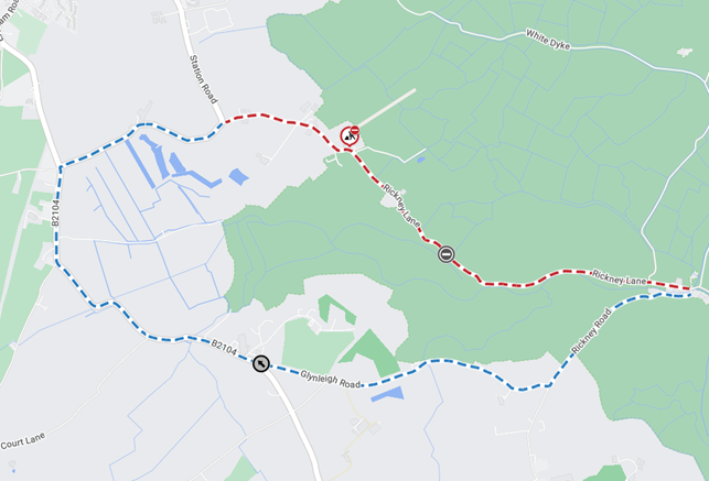 Map showing location of works area and diversion route