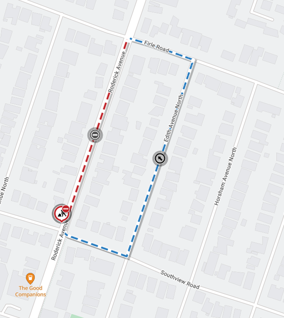 Map showing location of works area and diversion route