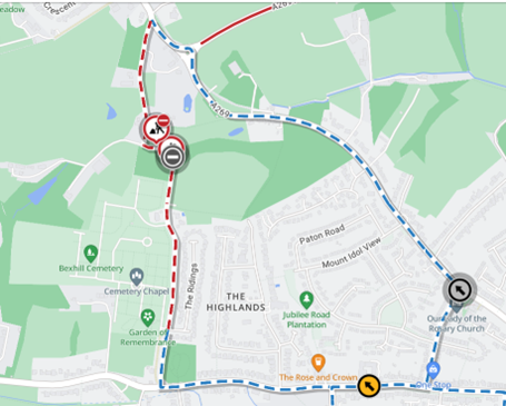 Map of works area and diversion route