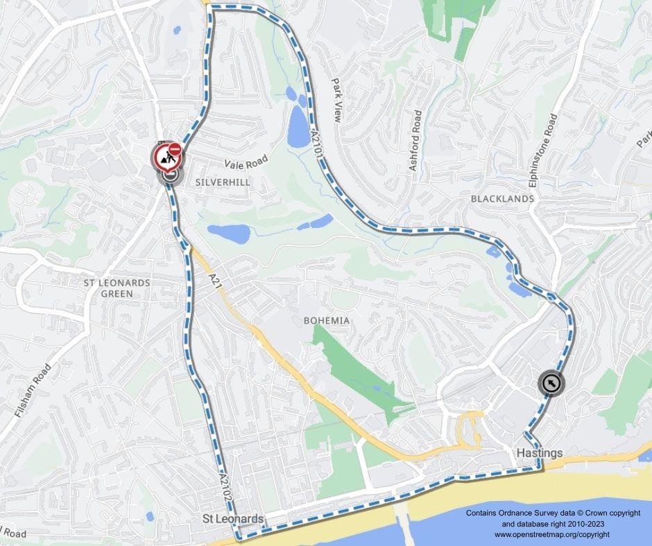 Map of works area and diversion route