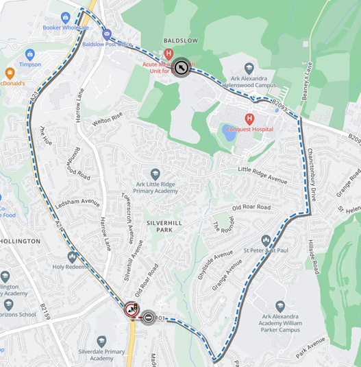 Map of works area and diversion route

