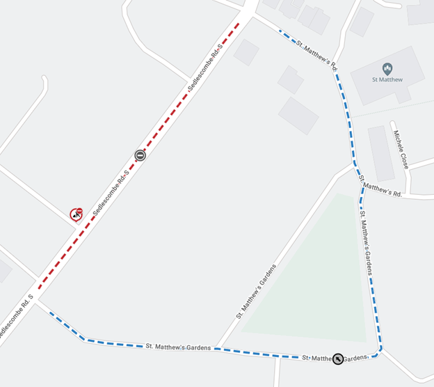 Map showing extent of works area and diversion route