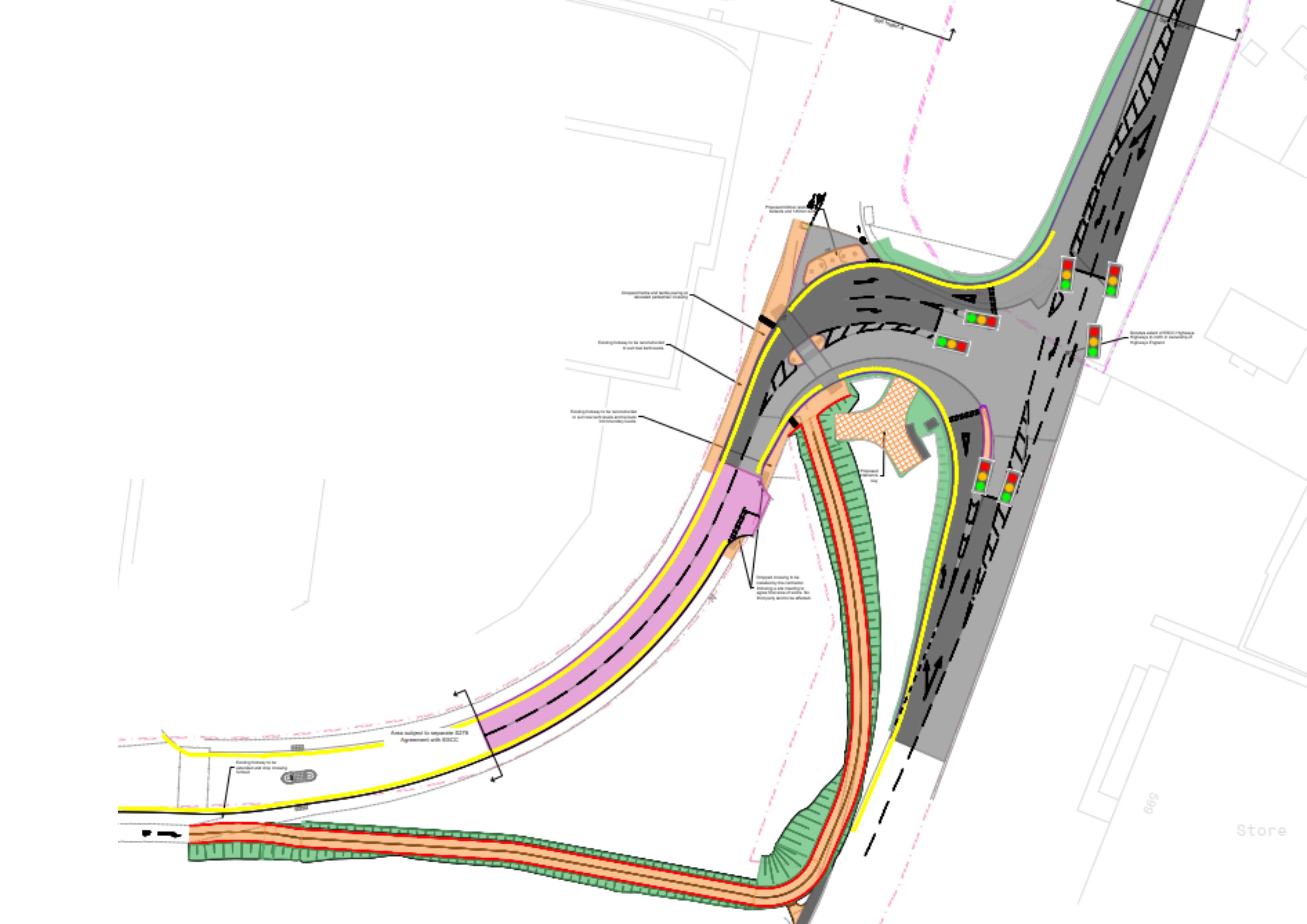 Drawing of completed A21 signalised junction