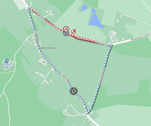 Map showing location of works area and diversion route
