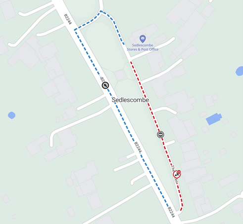 Map showing extent of works area and diversion route