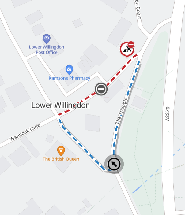 Map showing location of works and diversion route