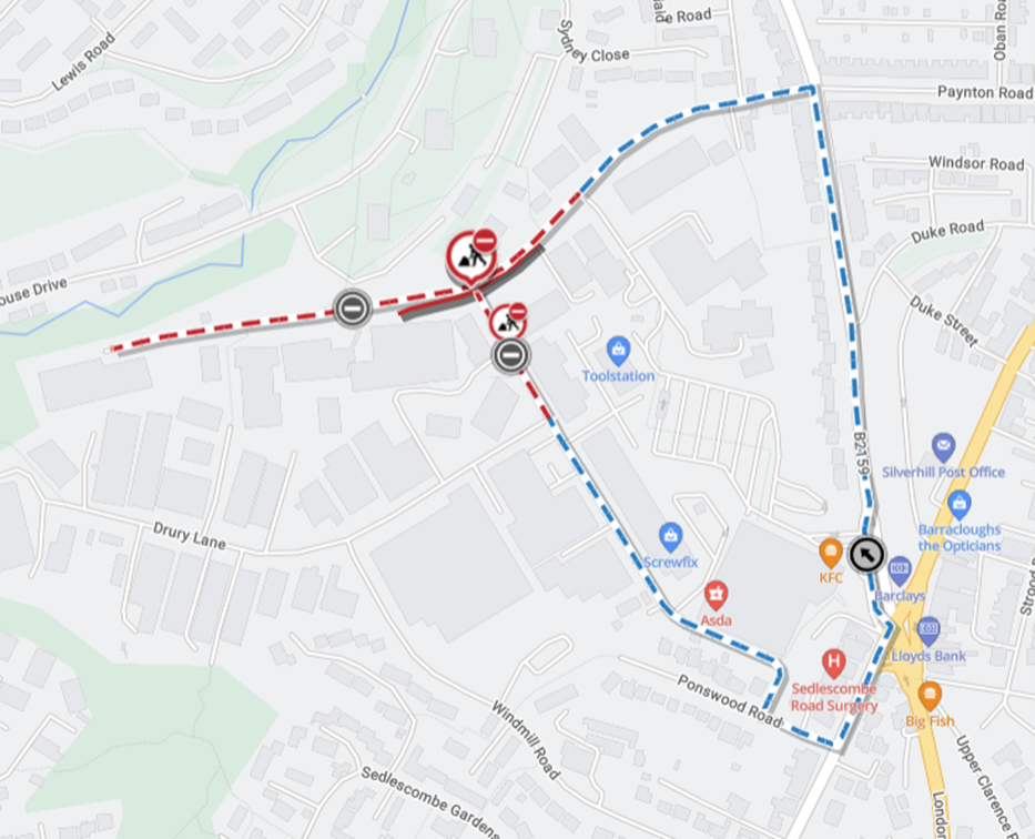Map showing location of works area