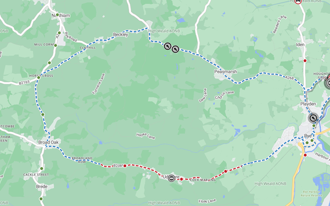 Map showing location of works area and diversion route