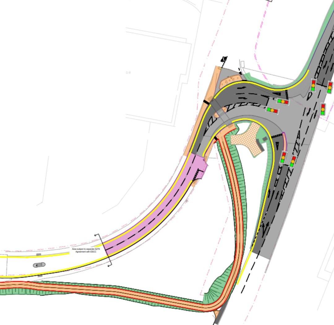 Drawing of completed A21 signalised junction