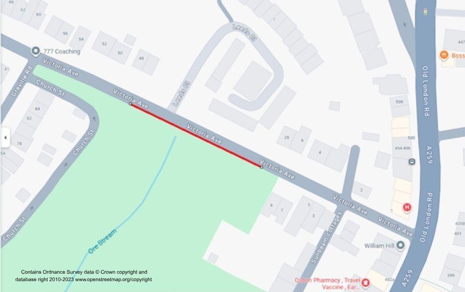 Map showing works area