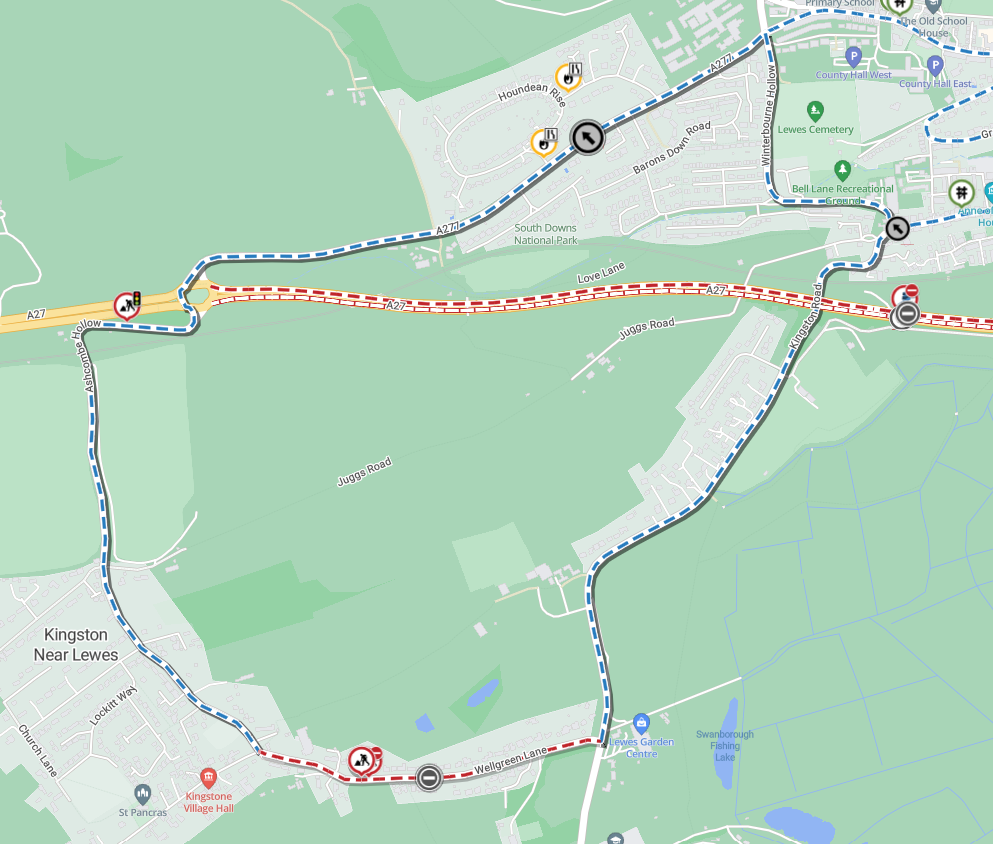 Map showing location of works and diversion route