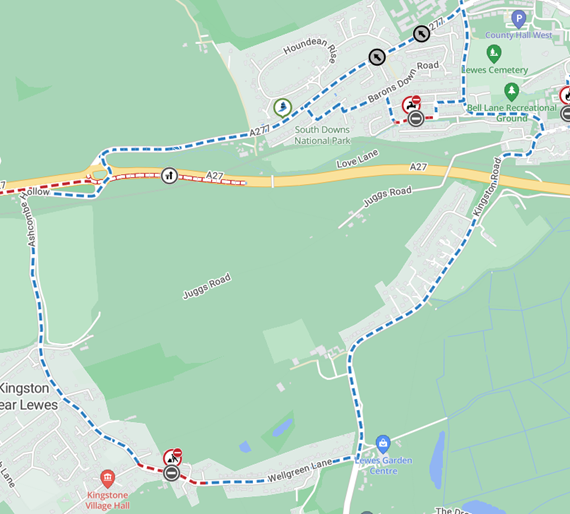 Map showing location of works area and diversion route