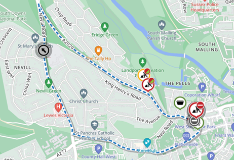 Map showing location of works area and diversion route

