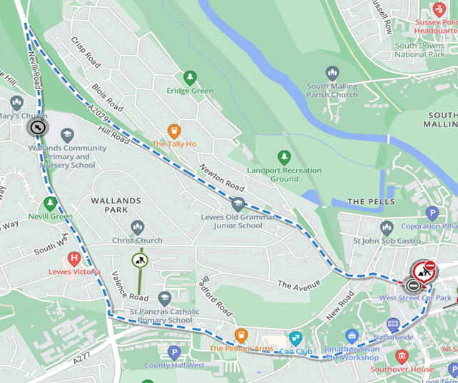 Map showing location of works area and diversion route