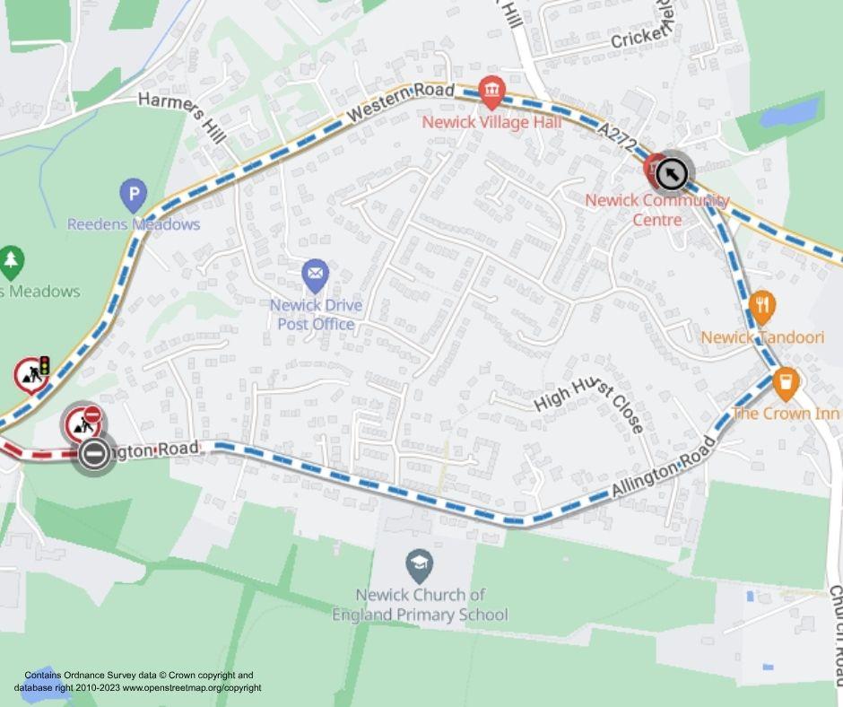 Map of works area and diversion route