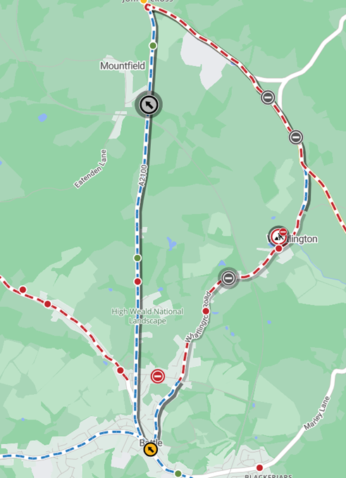 Map showing location of works area and diversion route

