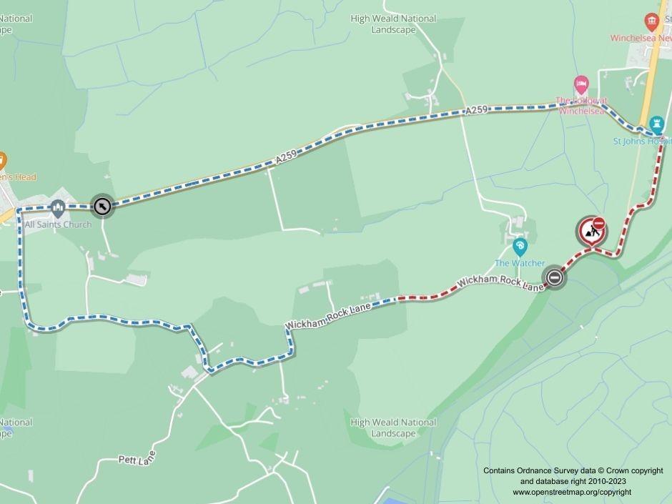 Map of works area and diversion route