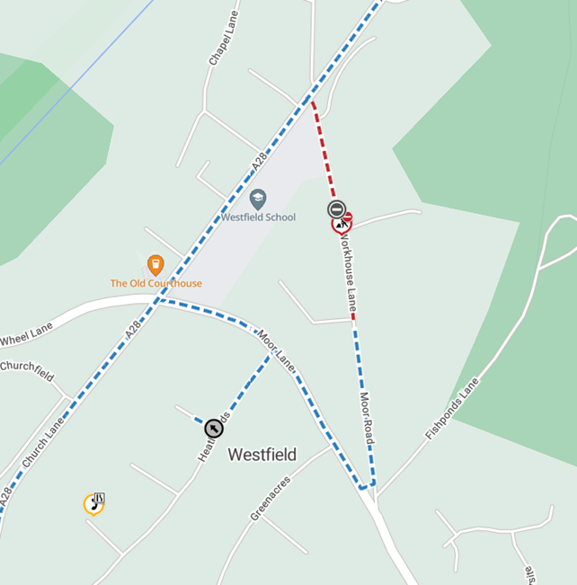 Map showing extent of works area and diversion route