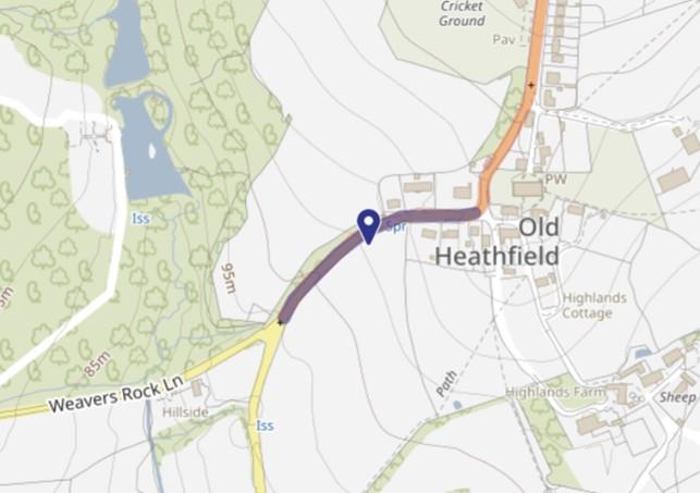 Map showing location of drainage works on Church Street Old Heathfield