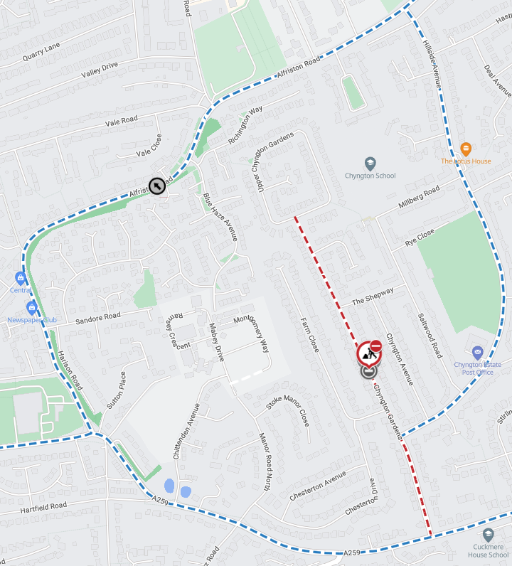 Map showing location of works area